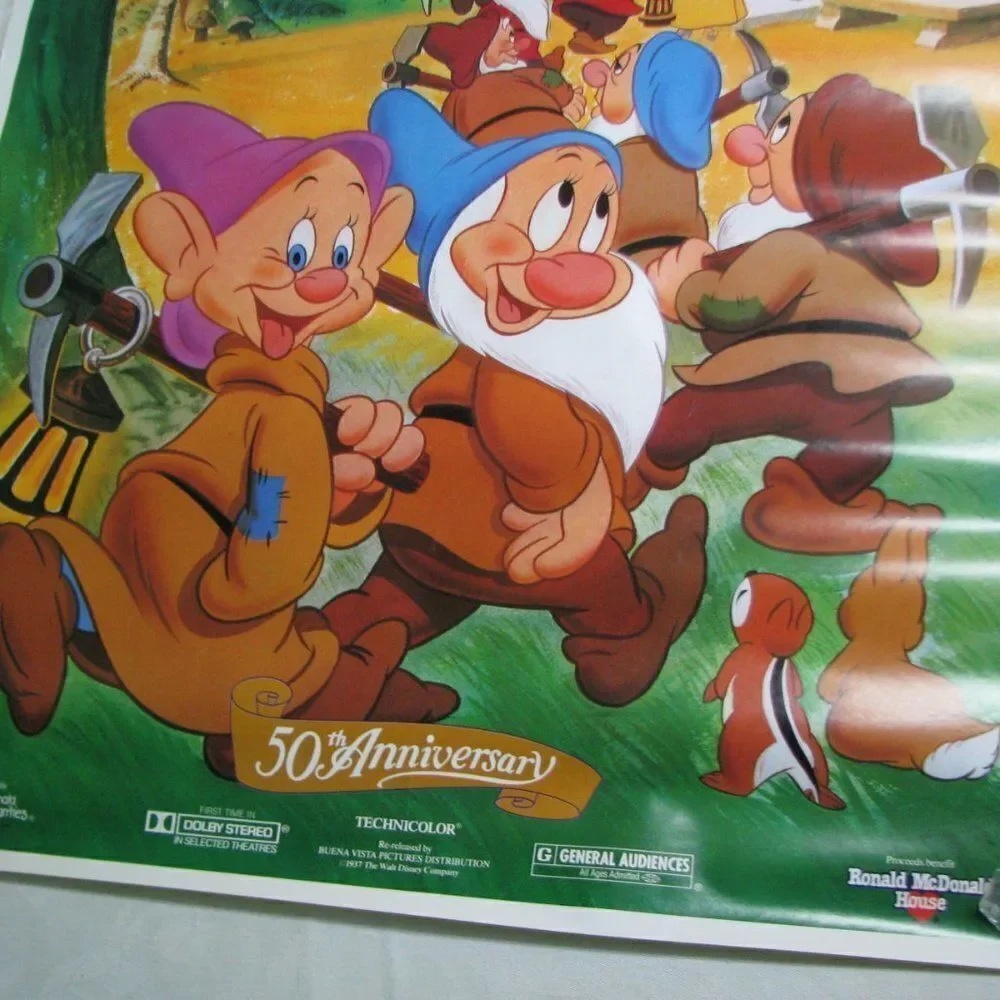 Vintage Snow White 50th Anniversary Movie  Poster